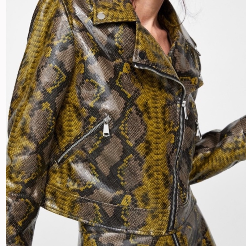 Zara snakeskin biker moto jacket